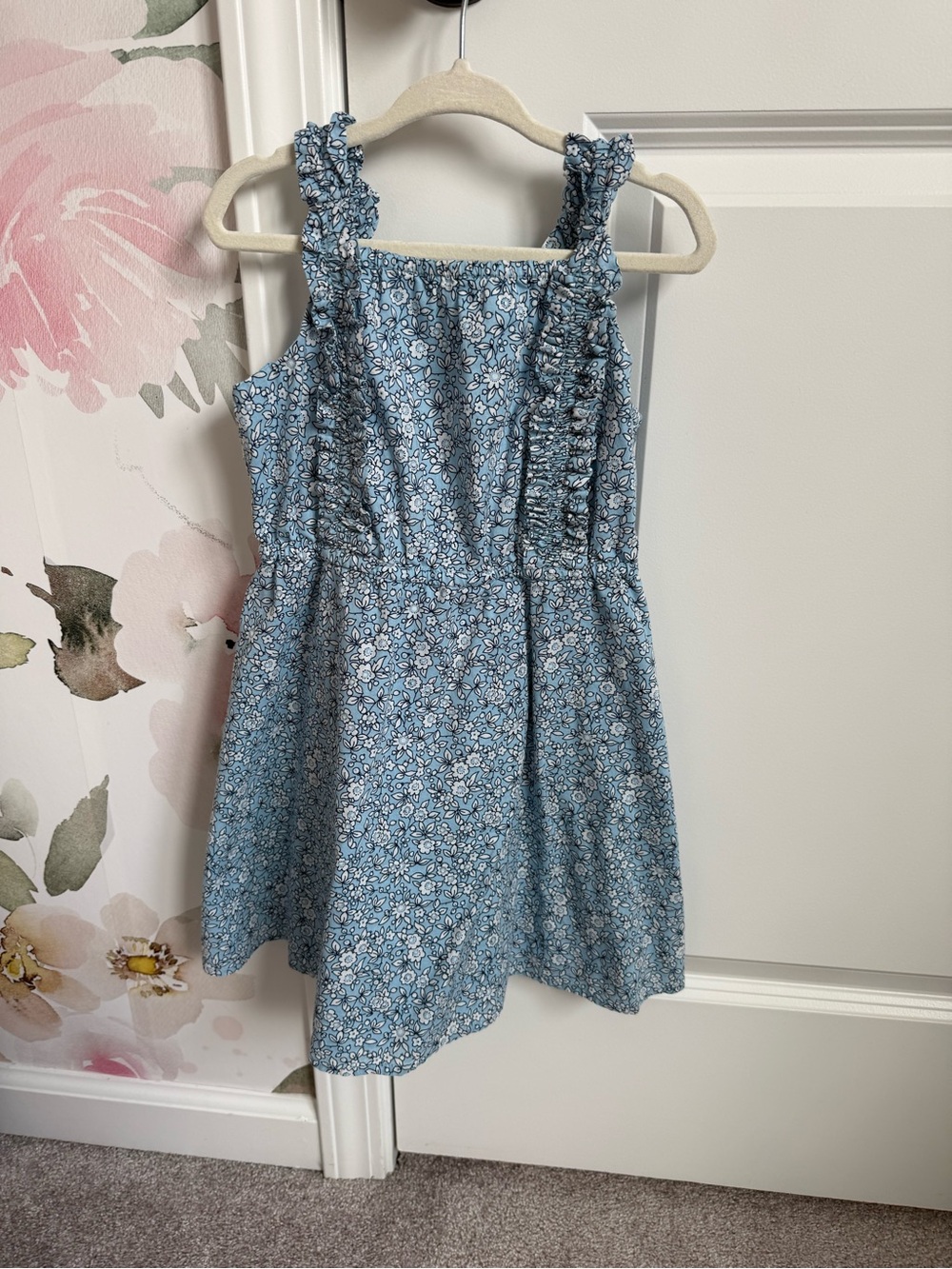 Crewcuts Blue Floral Ruffle-Strap Sundress